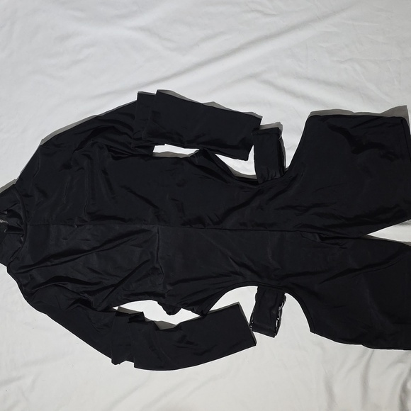 Halloween Costume Black Romper Long Sleeve bodycon Bodysuit Goth Jumpsuit Sexy - Picture 9 of 14